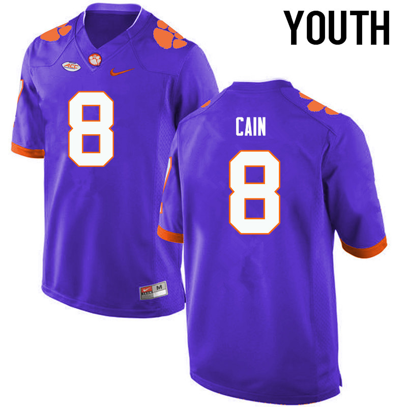 Youth Clemson Tigers #8 Deon Cain College Football Jerseys-Purple